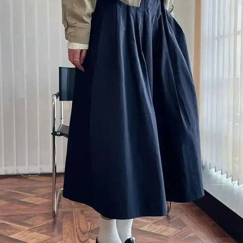 Load image into Gallery viewer, High Elastic Waist Khaki Pleated Causal Half-body Skirt Loose Fit Women Fashion Tide New Spring Autumn 2025 1DH0004
