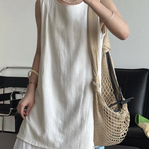 Load image into Gallery viewer, Women Beige Mesh Lace Spliced Elegant Long Vest Dress New Round Neck Sleeveless Fashion Tide Spring Summer 2025 1DJ1216
