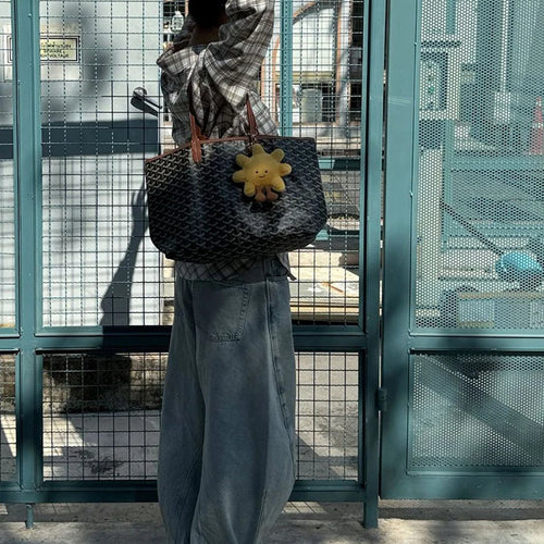 Load image into Gallery viewer, Women Blue Plaid Bandgae Casual Big Size Long Blouse New Lapel Long Sleeve Shirt Fashion Tide Spring Autumn 2025 1DH9771
