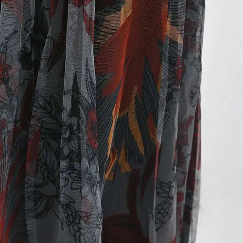 Load image into Gallery viewer, High Waist Black Pattern Printed Mesh Duoble Layers Half-body Skirt Women Fashion Tide New Spring Autumn 2025 2D1323
