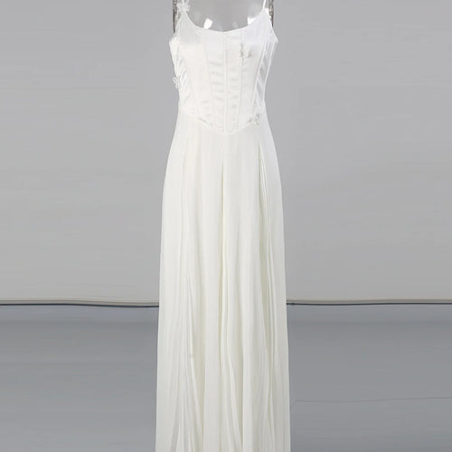 Load image into Gallery viewer, Solid Slimming Spliced Appliques Elegant Dresses for Women Square Nec Sleeveless Tunic Patchwork Folds Dress Female
