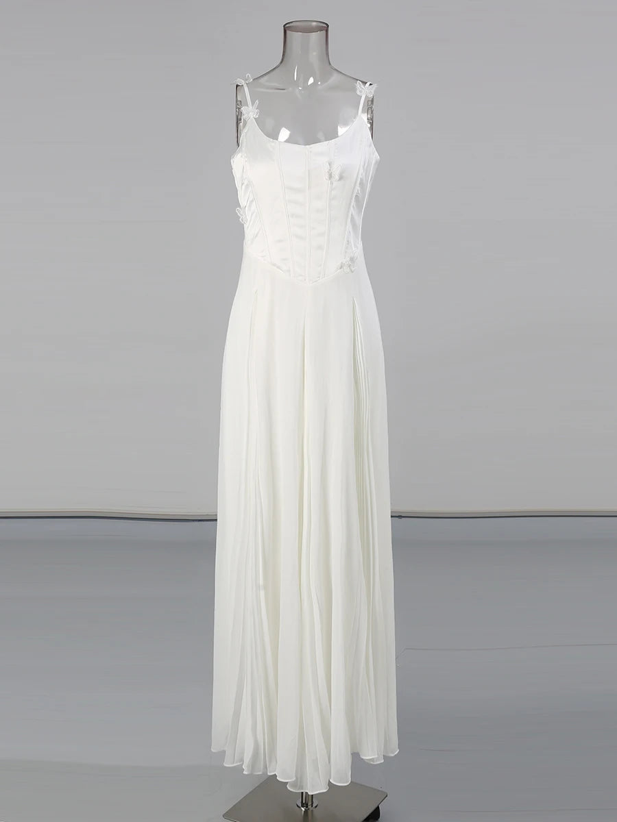 Solid Slimming Spliced Appliques Elegant Dresses for Women Square Nec Sleeveless Tunic Patchwork Folds Dress Female