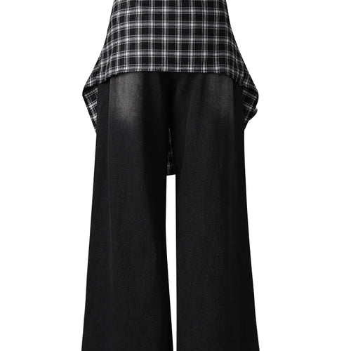 Load image into Gallery viewer, High Waist Blue Denim Plaid Bandage Casual Wide Leg Jeans New Women Trousers Fashion Tide Spring Autumn 2025 CPG3008
