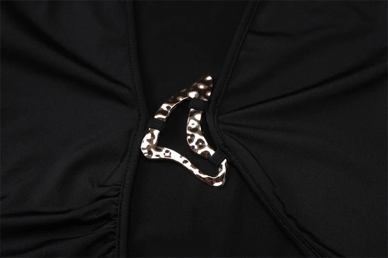 Hollow Out Halter Sexy Maxi Dress Women Summer New Metal Decoration Sleeveless Slim High Waist Long Dress Elegant