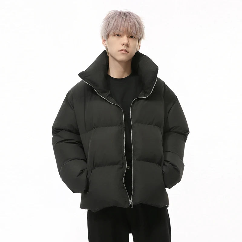 Fake Two-piece Men's Coats Niche Design Stand Collar Detachable Sleeveless Vest Patchwork Drawstring Padded Jackets 9C9331