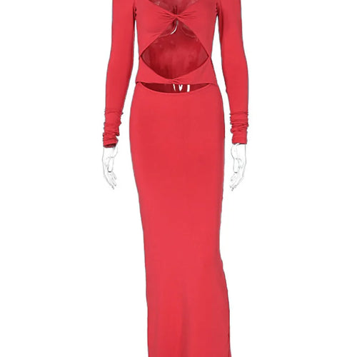 Load image into Gallery viewer, Autumn/winter Women Fashionable Hollow Out Long Sleeved Slim Sexy Dress Bodycon Elegant Party Club Evening Dress 2024
