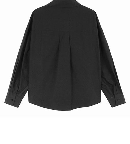 Women Khaki Irregular Hem Big Size Casual Blouse New Lapel Long Sleeve Shirt Fashion Tide Spring Autumn 2025 1DJ0933