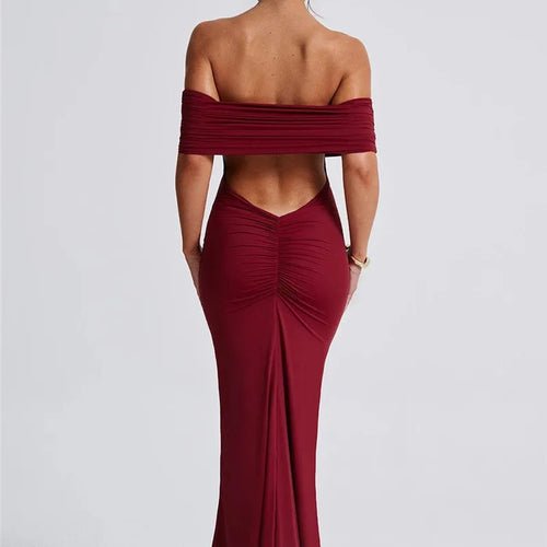 Load image into Gallery viewer, Strapless Backless Sexy Maxi Dress For Women Black Solid Off-shoulder Sleeveless Bodycon Club Party Long Dress Elegant
