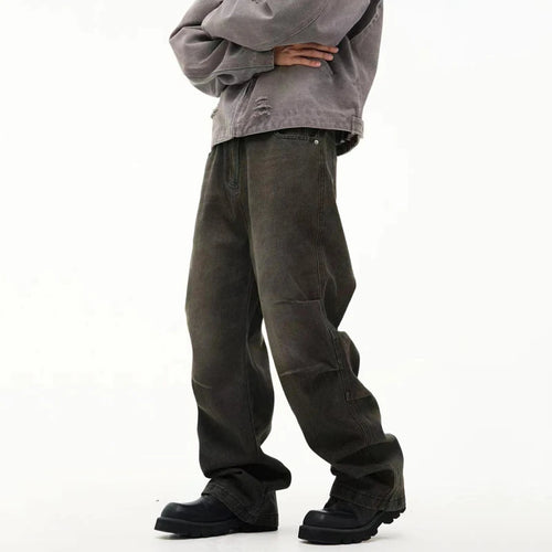 Load image into Gallery viewer, Men&#39;s Jeans New American High Street Style Vintage Silhouette Denim Pant Casual Straight Leg Micro Flared Trousers 9W1778
