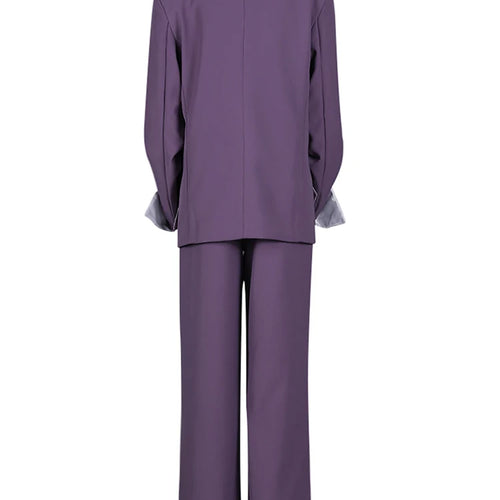 Load image into Gallery viewer, Purple Pleated Blazer Wide Leg Pants Two Piece Suit New Lapel Long Sleeve Women Fashion Tide Spring Autumn 2025 CPG2785
