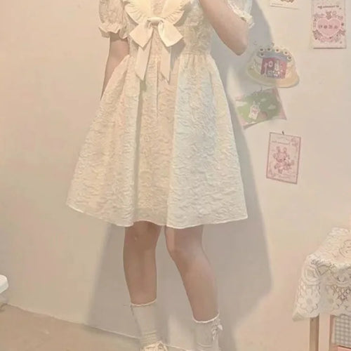 Load image into Gallery viewer, Soft Girl Sweet Kawaii Lolita Dress Japanese Preppy Style School Student Puff Sleeve Party Dresses Cute Fashion
