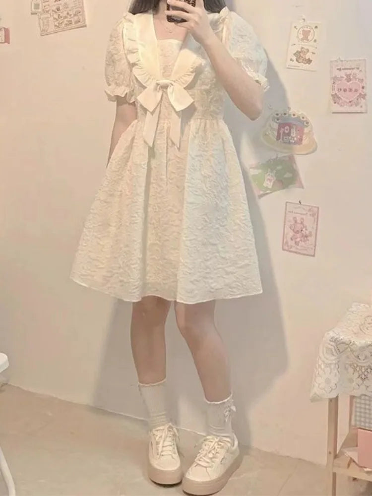 Soft Girl Sweet Kawaii Lolita Dress Japanese Preppy Style School Student Puff Sleeve Party Dresses Cute Fashion