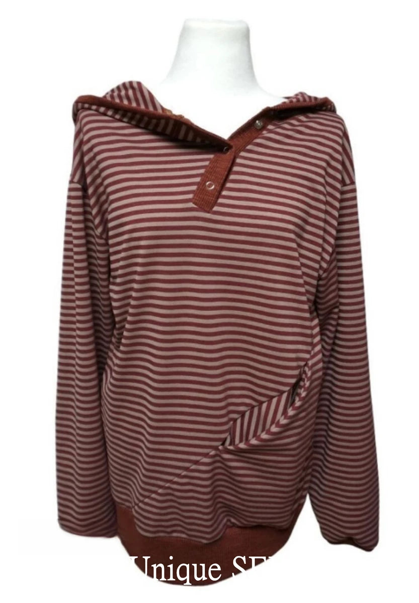 Striped Hoodies Women's Clothing Streetwear Fashion Y2k Tops Hooded Casual Long Sleeve Korean Sweatshirts 2024 Ropa Mujer 49C712