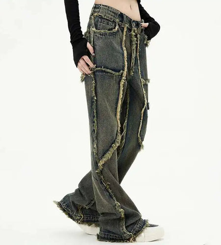 American Rough Selvedge Design Jeans Male Vintage Heavy Straight Leg Loose Denim Trousers 2025 Spring Chic New 28W4102