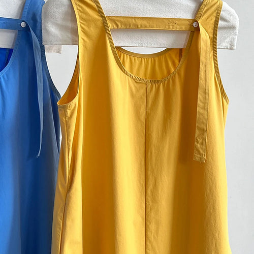 Load image into Gallery viewer, Women Blue With Bag Brief Elegant Long Vest Dress New Round Neck Sleeveless Fashion Tide Spring Autumn 2025 1DJ1112
