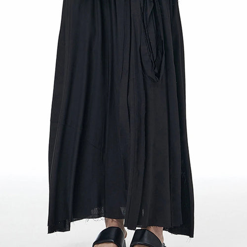 Load image into Gallery viewer, High Elastic Waist Black Ribbon Burr Color-block A-line Half-body Skirt Women Fashion Tide New Spring Autumn 2025 1DJ1494
