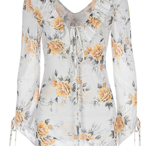 Load image into Gallery viewer, Sexy Long Sleeve Flower Deep V-neck Print Backless Mini Dress For Women Slim Lace-Up Club Party Dress Ladies Outfits
