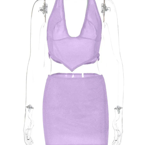 Load image into Gallery viewer, Sexy Hanging Collar Tight Short Skirt Women Set 2024 Summer New Backless Top Wrap Hip Two-piece Set Party Beach Vacation
