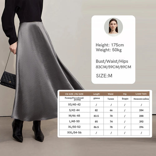 Load image into Gallery viewer, Women's Skirt Loose Long A-skirt Satin Skirts For Women 2025 Autumn New Minimalist Solid Color Clothing Ladies 12513015
