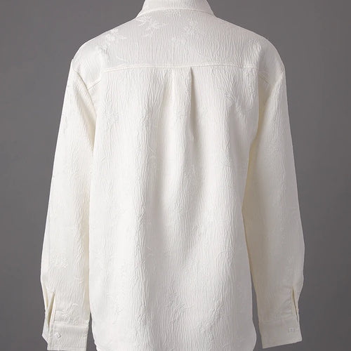 Load image into Gallery viewer, Women Beige Button Jacquard Bandage Big Size Blouse New Lapel Long Sleeve Shirt Fashion Tide Spring Autumn 2025 CPG3221
