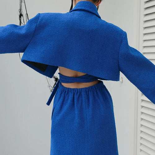 Load image into Gallery viewer, Loose Fit Big Size Irregular Hollow Out Woolen Coat Parkas New Long Sleeve Women Fashion Tide Autumn Winter 2025 1DD2176
