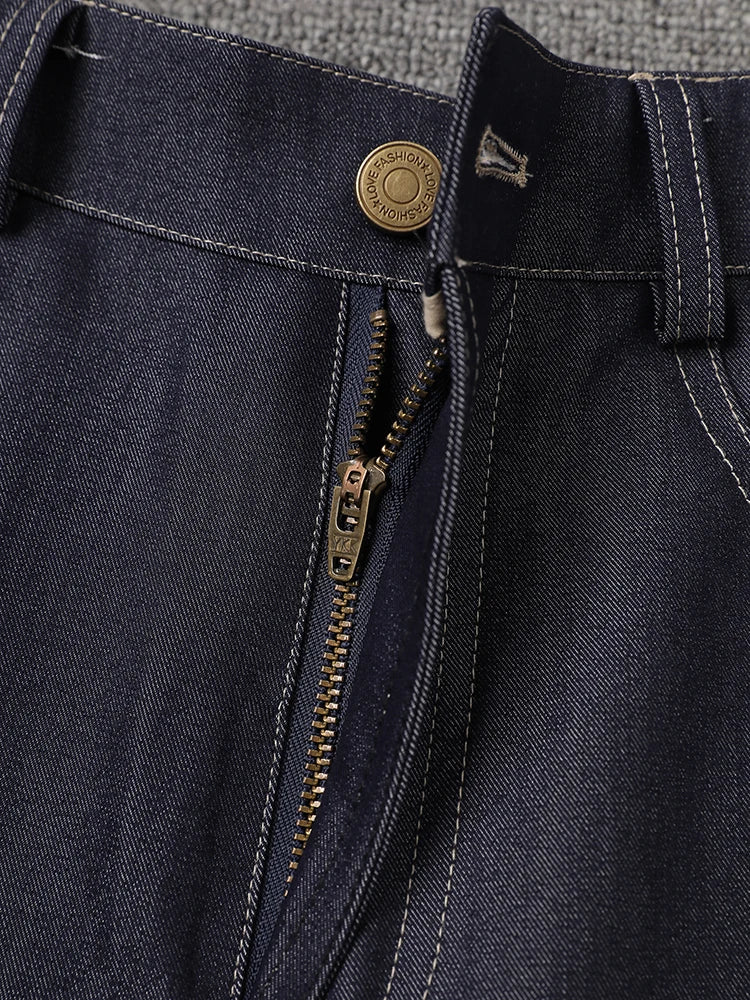 High Waist Dark Blue Brief Denim Long Casual Wide Leg Jeans New Women Trousers Fashion Tide Spring Autumn 2025  CPG3054