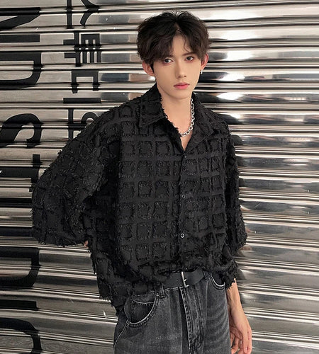 Plaid Men's Shirts Short Sleeve Fashion Lapel Singel Breasted Stylish Striped Trendy Male Clothing Summer Trend 9W1972