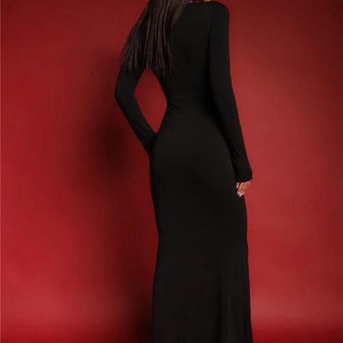 Load image into Gallery viewer, Two Butterfly Long Sleeve Sexy Maxi Dress For Women Gown Fashion Hollow Out V Neck Backless Bodycon Club Long Dress
