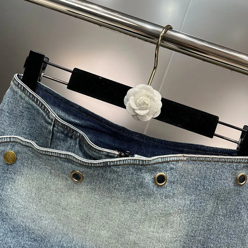 Load image into Gallery viewer, Solid Asymmetrical Denim Skirts For Women High Waist Patchwork Button Slim Bodycon Skirt Female Fashion Clothing
