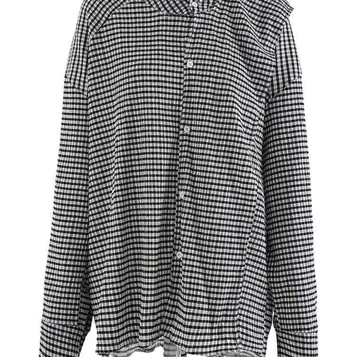 Load image into Gallery viewer, Women Black Plaid Vintage Big Size Irregular Blouse New Lapel Long Sleeve Shirt Fashion Tide Spring Autumn 2025 CPG2243
