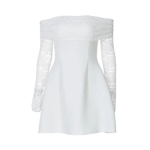 Load image into Gallery viewer, Off-shoulder Long Sleeve Sexy Mini Dress For Women Robe Strapless Backless High Waist A-line Elegant Club Party Dress
