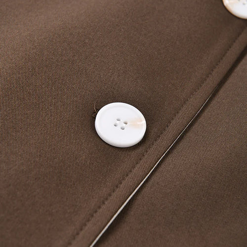 Load image into Gallery viewer, Women Brown Color-block Big Size Long Trench New Lapel Long Sleeve Windbreaker Fashion Tide Spring Autumn 2025 2C7400
