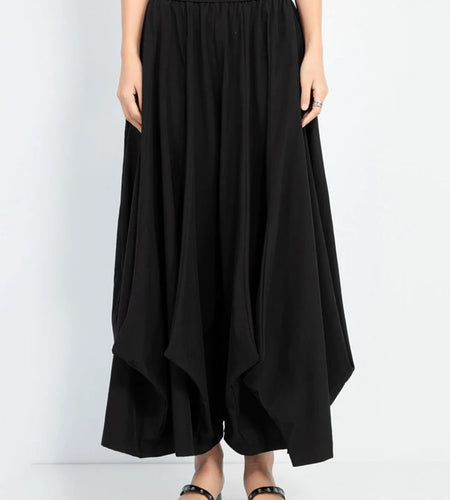 High Elastic Waist Black Pleated Shaped Long Wide Leg Pants New Trousers Women Fashion Tide Spring Autumn 2025  1DJ0980