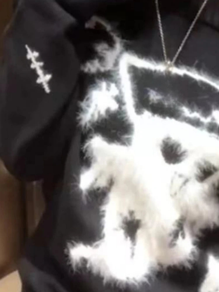 2025 Slash Nerck Grunge Sweater Y2k Aesthetic Cartoon Jacquard Knitted Pullover Streetwear Oversized Harajuku Women Hole Jumpers