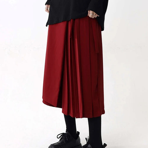 Load image into Gallery viewer, High Elastic Waist Red Pleated Bandage Elegant Wide Leg Pants New Trousers Women Fashion Tide Spring Autumn 2025 1DH9565
