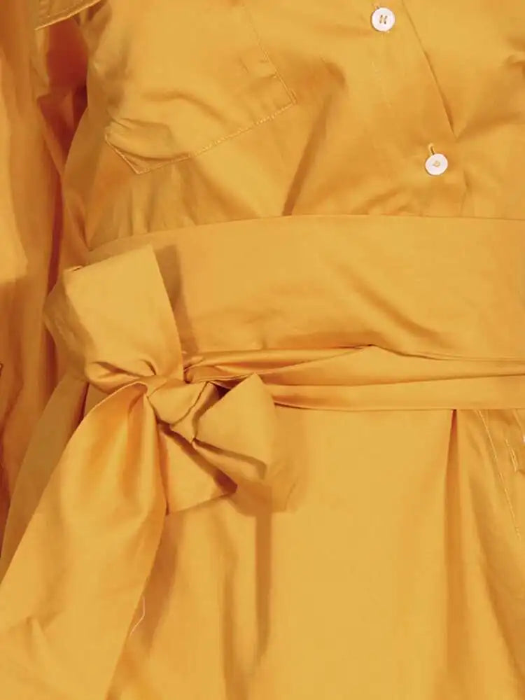 Women White Irregular Bandage Slit Shirt Dress New V-Neck Long Sleeve Loose Fit Fashion Tide Spring Autumn 2025 1DE9884