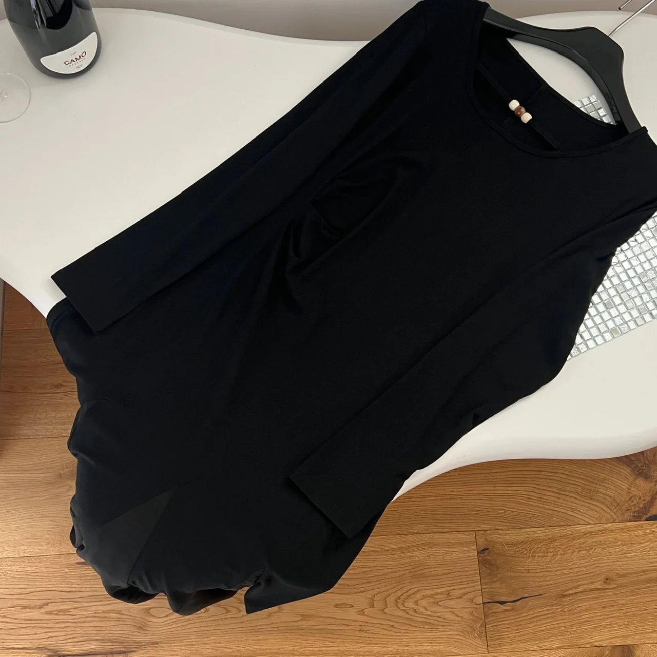 French Vintage Women's Black Mesh Elegant Long Sleeve Pleated Fishtail Dress Autumn Round Neck Temperament Party Evening Dresses