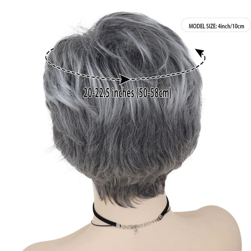 Load image into Gallery viewer, Synthetic Natural Mommy Wig with Bangs Grey Short Wigs for Women Older Lady Hairstyle Halloween Costume Wigs for Mother
