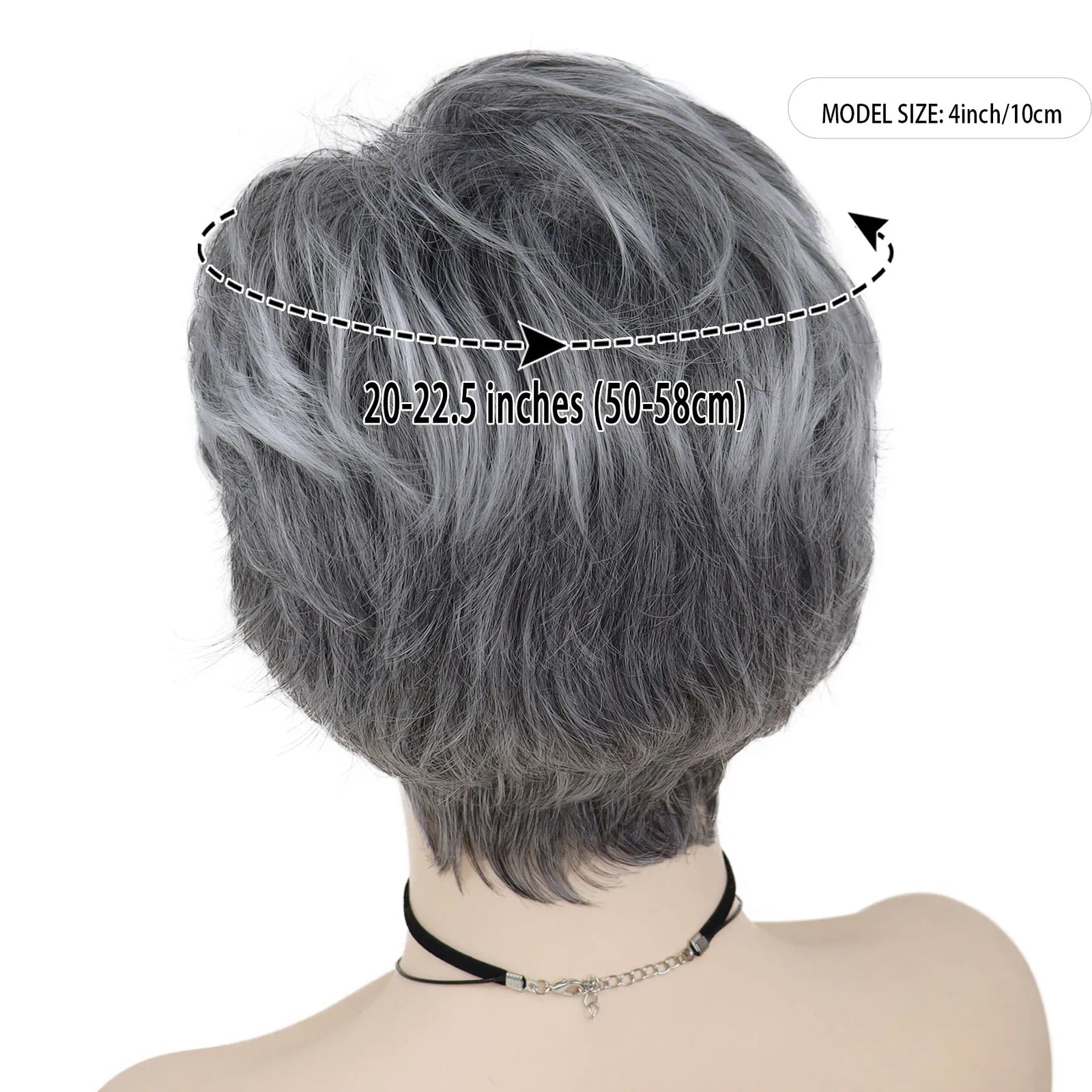 Synthetic Natural Mommy Wig with Bangs Grey Short Wigs for Women Older Lady Hairstyle Halloween Costume Wigs for Mother