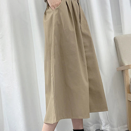 Load image into Gallery viewer, Women Summer Cotton Skirt Solid Casual Elegant Elastic High Waist Zipper A-Line Midi Skirts Japan Style C-053
