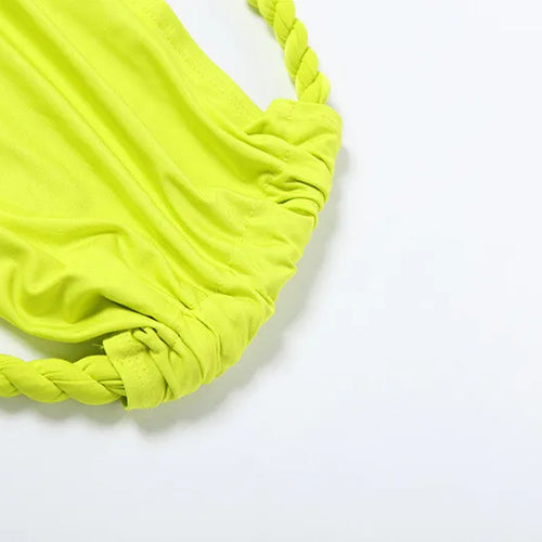 Load image into Gallery viewer, Green Sexy Two Piece Sets Women Oblique Shoulder Crop Tops And Maxi Skirt Female Thigh High Split Ruched Long Dress
