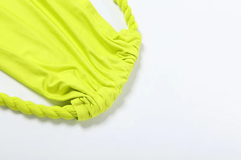 Green Sexy Two Piece Sets Women Oblique Shoulder Crop Tops And Maxi Skirt Female Thigh High Split Ruched Long Dress