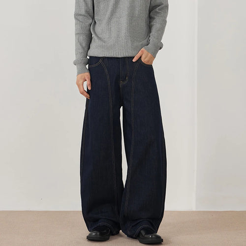 Load image into Gallery viewer, Men&#39;s Jeans New  American Style Straight Wide Leg Curved Jeans Solid Color Line Design Fashion Male Casual Trousers 9W1896
