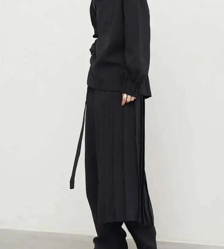 Pleated Sweatshirt Wide Leg Pants Three Piece Suit New Round Neck Long Sleeve Women Fashion Spring Autumn 2025 1DH1410