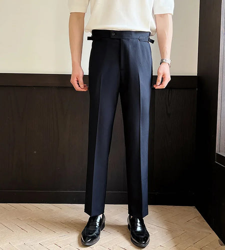 Men's New Casual Men Suit Pants Solid Color Design Groomsman's Trousers Straight Leg Male Bottoms Spring 2025 9W1572