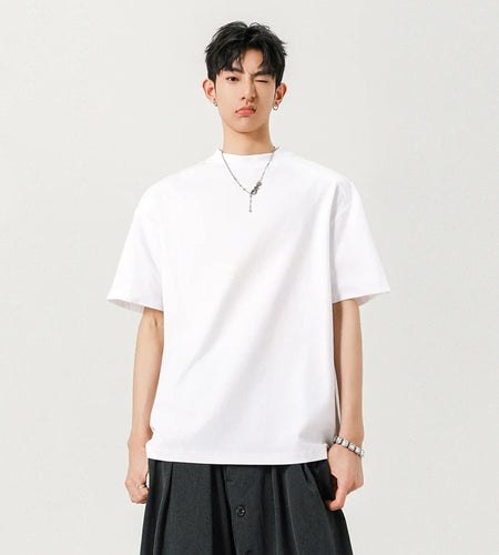 Men's Short Sleeve T-shirts New Korean Tide Splicing Fashion Solid Color Simple Stylish Pullover Male Clothing 9W1941