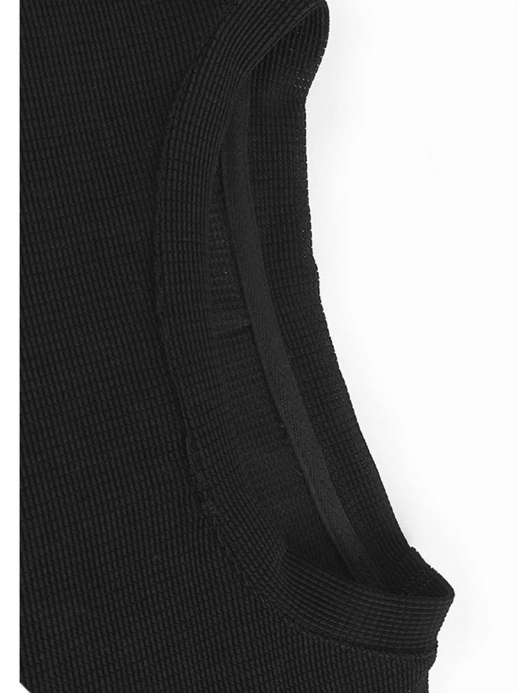 Women Black Irregular Pleated Big Size Casual T-shirt New Round Neck Short Sleeve Fashion Tide Spring Summer 2025 1DJ1318