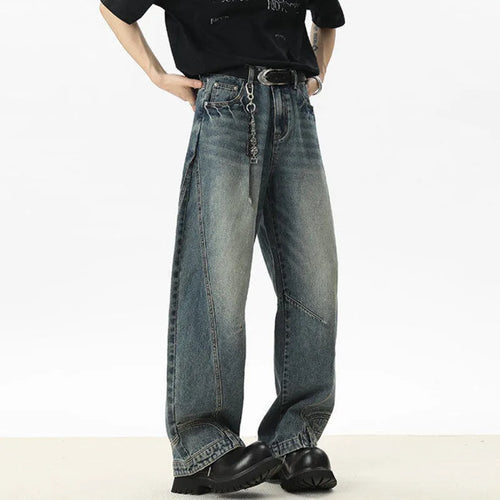 Load image into Gallery viewer, Men's Jeans New American Curved Knife Design Splicing Inverted Tide Male Toursers High Street Light Flare Bottoms 9W1534
