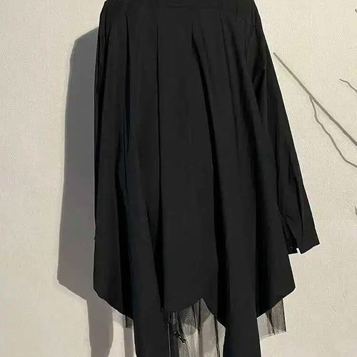 Load image into Gallery viewer, Women Black Irregular Hem Big Size Shirt Dress New Lapel Long Sleeve Loose Fit Fashion Tide Spring Autumn 2025 1DE2485
