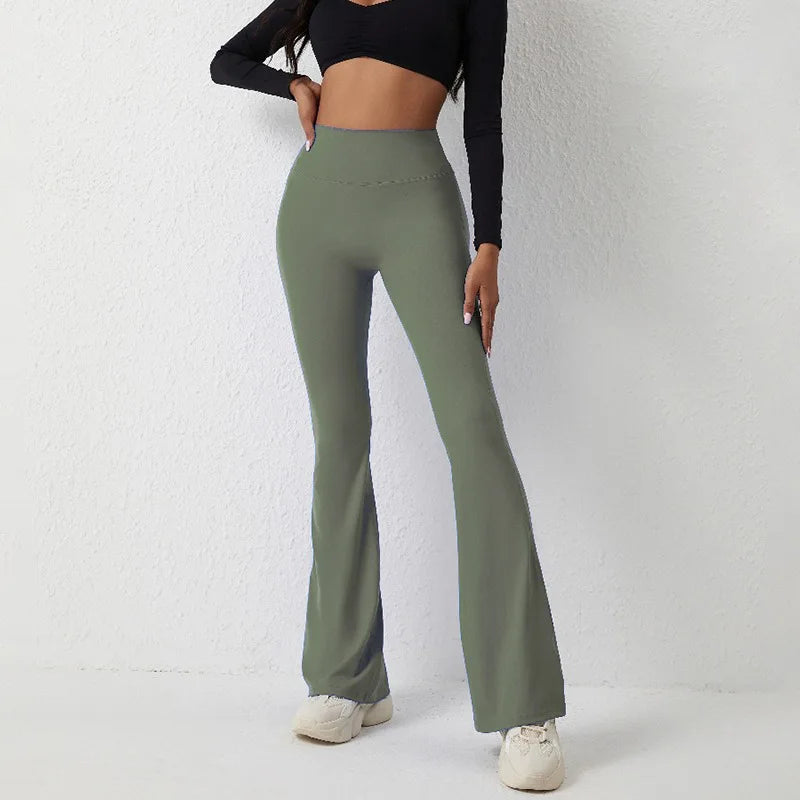Flare Leggings Yoga Pants Women Bell-bottoms Yoga Trousers High Waist Fitness Pants Stretch Gym Casual Sports